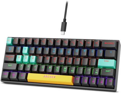 Archer Tech Lab Astra M400 Mechanical Keyboard, 17 RGB Modes, 63 Keys Clicky Blue Switches Wired USB Standard Gaming Keyboard Compatible with Desktop, Laptop, Mac