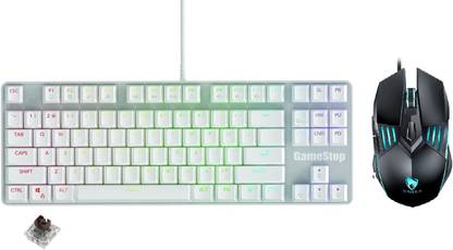 FKU GameStop Gaming Mechanical Outemu Brown Switches Polling Rate With TWOLF Mouse Wired USB Laptop-size Gaming Keyboard Compatible with Desktop, Laptop, Mac