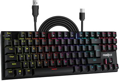 Frontech KB-0014 Wired USB Standard Gaming Keyboard Compatible with Desktop, Laptop, Mac , with gaming mode ,stand support,multimedia_keys,KB-0014