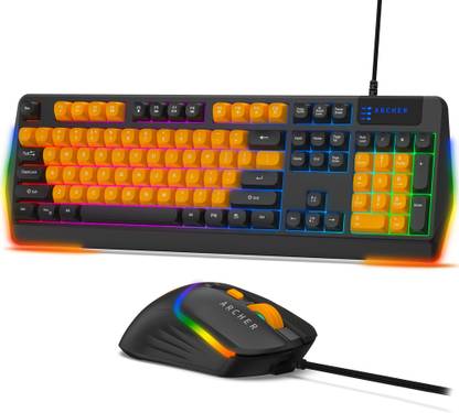 Archer Tech Lab RGB Keyboard & Mouse Combo, 104 Keys,7200 DPI,13 Lighting Modes,19 Anti-Ghosting Wired USB Standard Gaming Keyboard Compatible with Desktop, Laptop, Mac