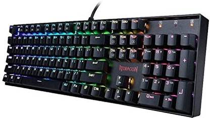 Redragon K551 Rainbow LED Backlit Mechanical Wired Gaming Keyboard Wired USB Standard Gaming Keyboard Compatible with Desktop, Laptop, Mac