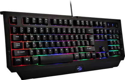 ZEBRONICS Transformer K2 Wired USB Standard Desktop Keyboard Compatible with Desktop, Laptop, Mac 104 Keys, Multi-Color LED, 1.8m Braided Cable, Multicolor LED Laser Keycaps