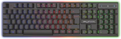 Punta Rainbow RGB Wired Gaming Keyboard With Laser Carving Characters Water Proof Wired USB Standard Gaming Keyboard Compatible with Desktop, Laptop, Mac