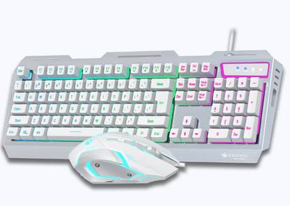 ZEBRONICS Zeb Premium Gaming Keyboard & Mouse Combo Transformer White+Silver Wired USB Standard Gaming Keyboard Compatible with Desktop, Laptop, Mac