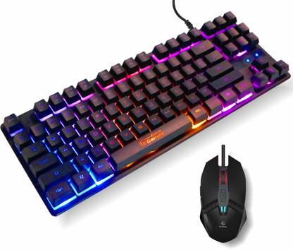 RPM Euro Games Gaming Keyboard and Mouse Combo | Keyboard - 87 Keys, Backlit | 3200 DPI Mouse Wired USB Tenkeyless Gaming Keyboard Compatible with Desktop, Laptop, Tablet, iPad, Mac stand support,multimedia_keys