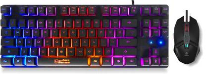 RPM Euro Games Gaming Keyboard & Mouse Combo | Keyboard - 87 Keys, Backlit | 3200 DPI Mouse Wired USB Tenkeyless Gaming Keyboard Compatible with Desktop, Laptop, Tablet, iPad, Mac , with gaming mode ,multimedia_keys