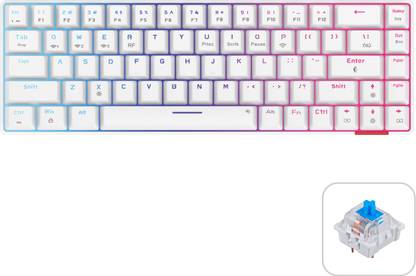 Portronics POR 1880 Bluetooth, Wireless Standard Gaming Keyboard Compatible with Desktop, Laptop, Mac Hydra 10/5.0 + 2.4 GHz, RGB, Type C Charging,Mechanical Bluetooth,