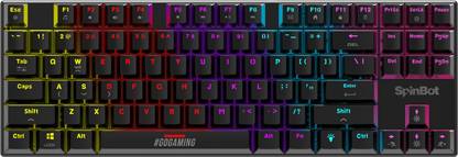 SpinBot Rage MK87 |80%|LED Backlit|26 Anti-Ghosting Key|Blue Tactile Switches|Mechanical Wired USB Tenkeyless Gaming Keyboard Compatible with Desktop, Laptop, Mac, Tablet