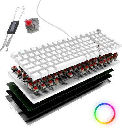Kreo Hive Full Size Wired Gaming Mechanical Keyboard,Outemu Switches & RGB Backlight Wired USB Standard Gaming Keyboard Compatible with Desktop, Laptop, Mac , with gaming mode ,Wired Mechanical Gaming Keyboard