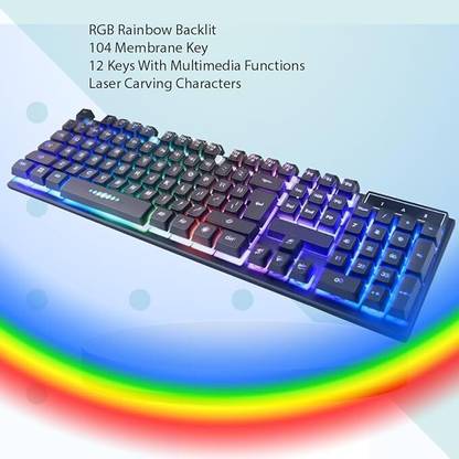 ENTWINO Wired Gaming Keyboard With Metal Body & Light Wired USB Standard Gaming Keyboard Compatible with Desktop, Laptop, Mac