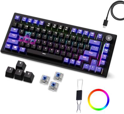 Kreo Hive RGB Gaming Mechanical Keyboard, RGB Keyboards, Braided Cable, Led Keyboard Wired USB Tenkeyless Gaming Keyboard Compatible with Desktop, Laptop, Mac stand support,Hive RGB Gaming Mechanical Keyboard, RGB Keyboards, Braided Cable, Led Keyboard