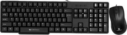 ZEBRONICS Zeb-Judwaa 750 Combo Wired USB Standard Desktop Keyboard Compatible with Desktop, Laptop, Mac with 104 Keys and a USB Mouse with 1200 DPI