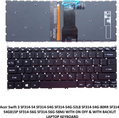 SOLUTIONS-365 COMPATIBLE KEYBOARD FOR ACER Swift 3 SF314-54 SF314-54G WITH ON-OFF & BACKLIT Internal Laptop-size Laptop Keyboard Compatible with Desktop, Laptop, Mac ACER SWIFT 3 SF314-54 SF314-54G SF314-54G-52L8 SF314-54G-80RR SF314-54G-815P SF314-56G SF314-56G-58MJ WITH ON OFF & WITH BACKLIT LAPTOP KEYBOARD