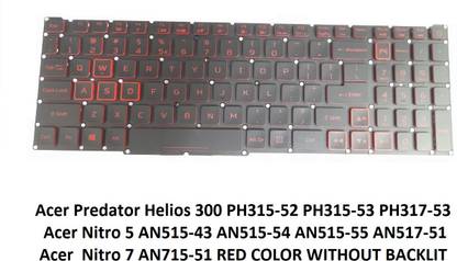 SOLUTIONS-365 COMPATIBLE KEYBOARD Acer Predator Helios 300 PH315-52 PH315-53 WITHOUT BACKLIT Internal Laptop-size Laptop Keyboard