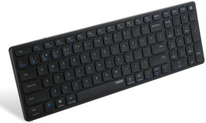 RAPOO E9350G Dark Grey 19986 Bluetooth Standard Laptop Keyboard Compatible with Desktop, Laptop, Tablet, iPad, Mac multimedia_keys,C-Type Rechargeable Bluetooth Wireless Multi-Device (4 Devices) Keyboard