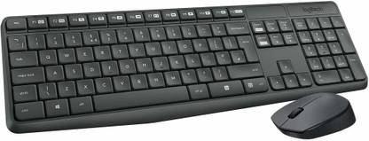 Logitech MK235 Full-Sized, 15 FN Keys, 3-Year Battery Life Combo Mouse and Wireless Standard Laptop Keyboard Compatible with Desktop, Laptop, Mac 2.4 GHz Wireless Unifying USB Receiver, Compatible with PC,