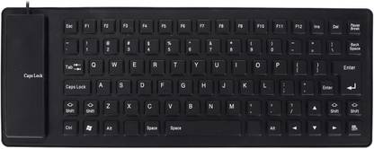 THEITDEALS Foldable Silicone Keyboard, USB Waterproof Travel Gaming Wired Keyboard Wired USB Laptop-size Multi-device Keyboard Compatible with iPad, Desktop, Laptop, Tablet, Mac