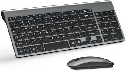 Topmate Ultra Slim Wireless Keyboard and Mouse with USB Grey Black Combo Set