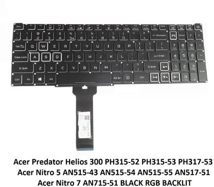 SOLUTIONS-365 KEYBOARD COMPATIBLE FOR Acer Predator Helios 300 PH315-52 PH315-53 RGB BACKLIT Internal Laptop-size Laptop Keyboard Compatible with Desktop, Laptop, Mac