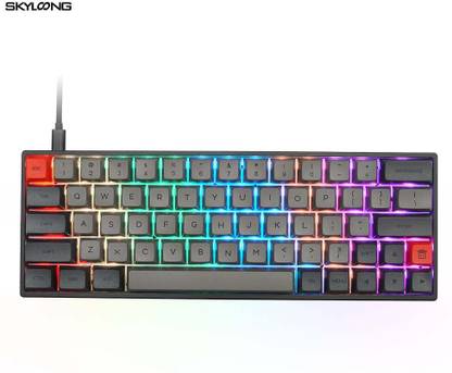 SKYLOONG SK64 PBT & RGB (Gateron Optical Red Switches) Wired USB Handheld Laptop Keyboard Compatible with Desktop, Laptop, Mac
