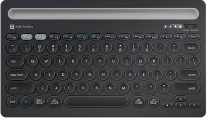 Portronics Bubble Dock Bluetooth, Wireless Handheld Multi-device Keyboard Compatible with Desktop, Laptop, Mac with Tablet/Smartphone holder 12 inch wide & On/Off switch,Compact Tenkeyless