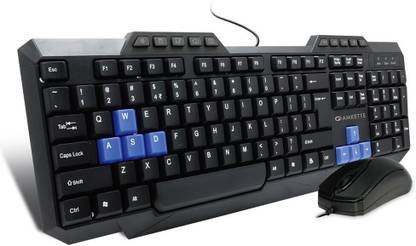 AMKETTE Xcite Neo Mouse & Wired USB Standard Laptop Keyboard Compatible with Desktop, Laptop, Mac stand support,UV Coated Keys,Internet Keys,Multimedia Keys,Spill Resistant Design,multimedia_keys,Xcite NEO Desktop