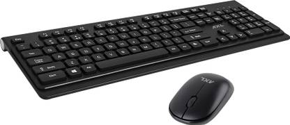 AXL Combo Keyboard Mouse Set - Wireless 2.4Ghz, 1500 DPI (Black) Wireless Standard Laptop Keyboard