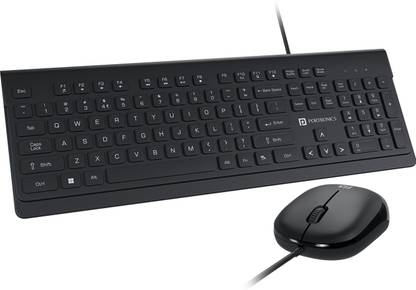 Portronics Keytonic Wired Keyboard & Mouse Combo, Full Size Layout, High Precision Mouse, Wired USB Handheld Laptop Keyboard Compatible with Desktop, Laptop, Mac