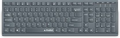 PRODOT QWERTY Keyboard with Low Profile Keys for Windows, Mac, PC, Laptop (Feather-IB) Wired USB Standard Laptop Keyboard Compatible with Desktop, Laptop, Mac stand support,Floater