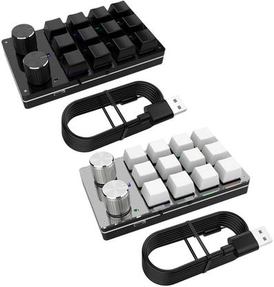 Lyla 12 Key Mini Mechanical Keyboard Programmable Keypad RGB Lights for Office Black Wired USB Standard Multi-device Keyboard Compatible with Desktop, Laptop, Mac