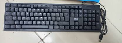 MANGOOSE Blue Square Wired Solid Keyboard for Exam Typing/Playing/ETC Wired USB Standard Multi-device Keyboard Compatible with Desktop, Laptop, Mac