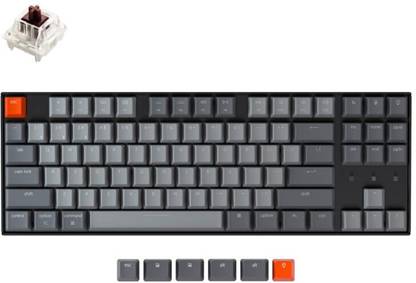 Keychron K8 Wireless Mechanical Keyboard/RGB/Plastic frame/ TKL/ Bluetooth, Wired USB, Wireless Tenkeyless Multi-device Keyboard Compatible with Desktop, Laptop, Mac Rainbow Backlighting,, with gaming mode ,stand support,multimedia_keys,Keychron K8 Wireless Mechanical Keyboard Non- Swappable Plastic Frame, 80% Layout Programmable Keyboard with RGB Backlight, Gateron G Pro Brown Switch