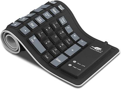 VOOCME Foldable Silicone Keyboard USB Wired Waterproof Rollup Keyboard for PC Laptop Wired USB Standard Multi-device Keyboard Compatible with Desktop, Laptop, Mac Flexible Roll-Up Foldable Keyboard, Waterproof, Dustproof and Lightweight