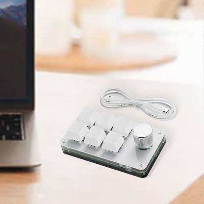 Lyla Programming macro Knob Keyboard Multifunctional Portable White Wired USB Standard Multi-device Keyboard Compatible with Desktop, Laptop, Mac