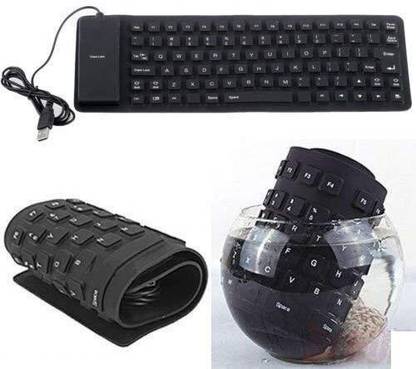 BLAPOXE Foldable Silicone Wired Silent Keyboard, 85-Key Portable Soft Rubber Keyboard Wired USB, Wireless Handheld Multi-device Keyboard