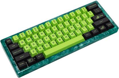 Lyla Keyboard Case Resin Shell for 60% DIY GH60 GK61/RK61 306x115x30mm Green Wired USB Standard Multi-device Keyboard Compatible with Desktop, Laptop, Mac