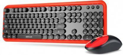 ASTRUM KW300 red 2.4Ghz Wireless Multimedia Keyboard and Mouse Wireless Standard Multi-device Keyboard Compatible with Desktop, Laptop, Mac