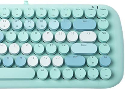 Lyla Colorful USB Wired Mechanical Keyboard 84 keys Retro Round Keycaps w/Backlit Blu Wired USB Standard Multi-device Keyboard Compatible with Desktop, Laptop, Mac