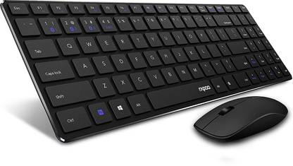 RAPOO 9300M(E9100M+M200)Black 18123 Wireless, Bluetooth Standard Multi-device Keyboard Compatible with Desktop, Laptop, Mac multimedia_keys,Rapoo 9300M Wireless Optical Combo