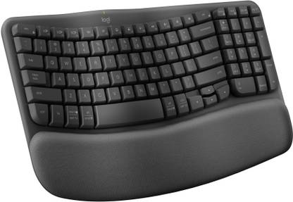 Logitech Wave Keys Bluetooth Standard Multi-device Keyboard Compatible with Desktop, Laptop, Mac Wireless Ergonomic Keyboard with Cushioned Palm Rest, Comfortable Natural Typing