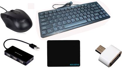 RSG PRODOT 217 MINI COMBO OF 5 ITEM Wired USB Standard Multi-device Keyboard Compatible with Desktop, Laptop, Mac