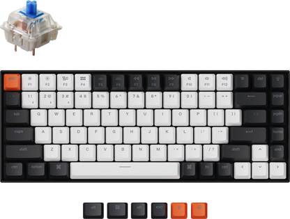 Keychron K2 Wireless Hot-swappable Mechanical Keyboard/ White Backlight/ 75 % Keyboard/ Bluetooth, Wired USB, Wireless Laptop-size Multi-device Keyboard Compatible with Desktop, Laptop, Mac , with gaming mode ,stand support,multimedia_keys,Keychron K2 Wireless Mechanical Keyboard (Version 2) Hot SwapablePlastic Frame, 75% Custom Programmable Keyboard with WHITE Backlit, Gateron G Pro Blue Switch
