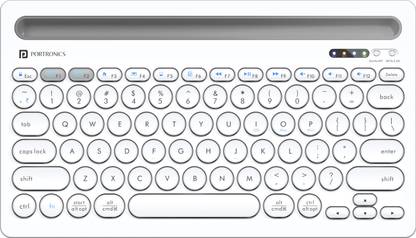 Portronics Bubble Dock Bluetooth, Wireless Handheld Multi-device Keyboard Compatible with Desktop, Laptop, Mac with Tablet/Smartphone holder 12 inch wide & On/Off switch,Compact Tenkeyless