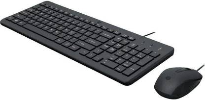 HP 150 Wired Mouse and Keyboard Wired USB Standard Multi-device Keyboard Compatible with Desktop, Laptop, Mac 1600 DPI Mouse, 12 fn keyboard shortcuts, 1 yr warranty