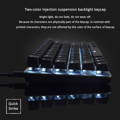 Lyla AJAZZ Mechanical Keyboard Portable 82 Keys Blue Switches-Black-White Light Wired USB Standard Multi-device Keyboard Compatible with Desktop, Laptop, Mac
