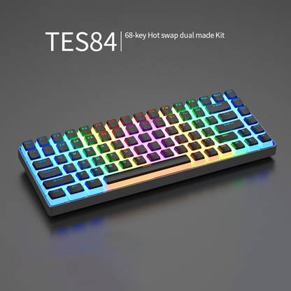 Lyla 84 Keys Modular Mechanical Keyboard Hot Swap 3Pin 5Pin Music Rhythm Mode Gray Bl Wired USB Standard Multi-device Keyboard Compatible with Desktop, Laptop, Mac