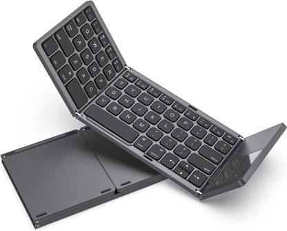 VOOCME Foldable Bluetooth Wireless Portable Keyboard Wired USB Laptop-size Multi-device Keyboard Compatible with Desktop, Laptop, Mac Easy to Use,Plug and Play,Quick, Comfy Durable body