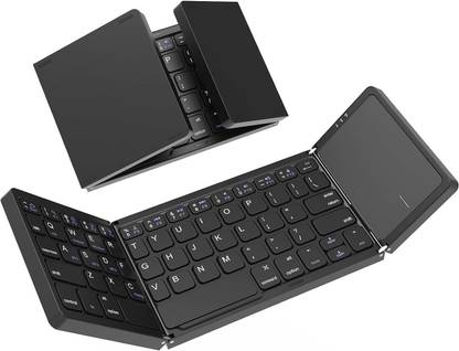 FLIPXEN Foldable Bluetooth Keyboard with Touchpad, Dual Modes Wired USB, Wireless Handheld Multi-device Keyboard Compatible with Desktop, Laptop, Tablet, iPad, Mac