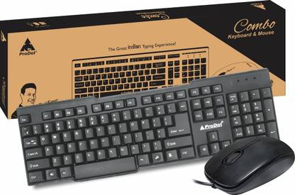 PRODOT Choice+185 Mouse & Wired USB Standard Multi-device Keyboard Compatible with Desktop, Laptop, Mac stand support