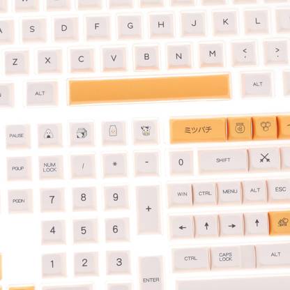 Lyla 140keys PBT Keycaps Honey Milk Theme XDA Profile fit MX Switch English Font Wired USB Standard Multi-device Keyboard Compatible with Desktop, Laptop, Mac